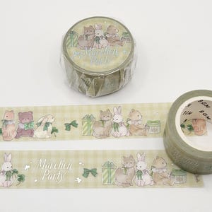 BGM Marchen Party Washi Tape / Ours, lapin et chat / Washi de conte de fées / Ruban adhésif Washi Shamrock / Enfance vintage / Saint-Patrick