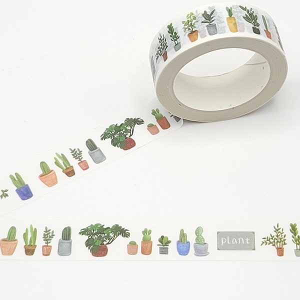 Houseplants and Succulents Washi Tape / Cute Cactus Washi Tape / Cacti Masking Tape / Pen Pal Gift / Planner or BUJO / Botanical Washi Tape