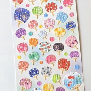 Pegatinas de abanicos de colores / Pegatinas de Mindwave / Pegatinas japonesas / Pegatinas de verano / BUJO o planificador / Regalo para amantes de las pegatinas / Pegatinas Zakka
