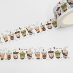 Cinta Washi de Café Helado / Cinta Washi de Bebidas de Verano / Regalo para Amantes del Café / Regalo para Amigos por Correspondencia / Washi de Bebidas / Agenda o BUJO / Washi de Cafetería