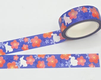 Bunny & Cherry Blossom Washi Tape (Imperfect roll)– Purple Scrapbook Tape