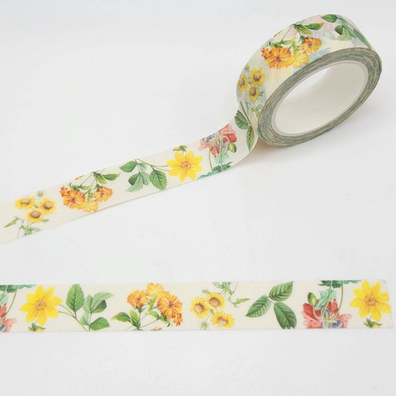 Vintage Floral Washi Tape / Daisies and Sunflowers / Pen Pal Etsy