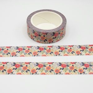 Red Camellia Floral Washi Tape: Vintage Planner Tape