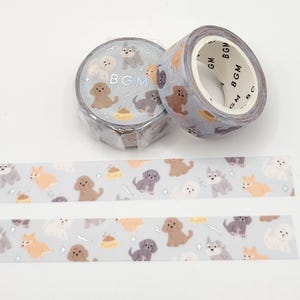 BGM Puppy Dog Washi Tape: Silver Foil Accents