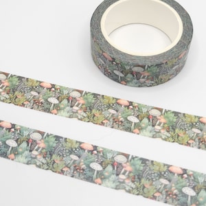 Ruban adhésif en Washi pour champignons de la forêt verte / Washi pour forêt d'automne / Washi pour champignons et fougères / Agenda ou BUJO / Journal indésirable / Cadeau pour correspondant