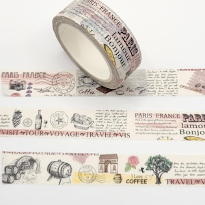 Vintage Paris Travel Washi Tape: Planner Scrapbook Tape