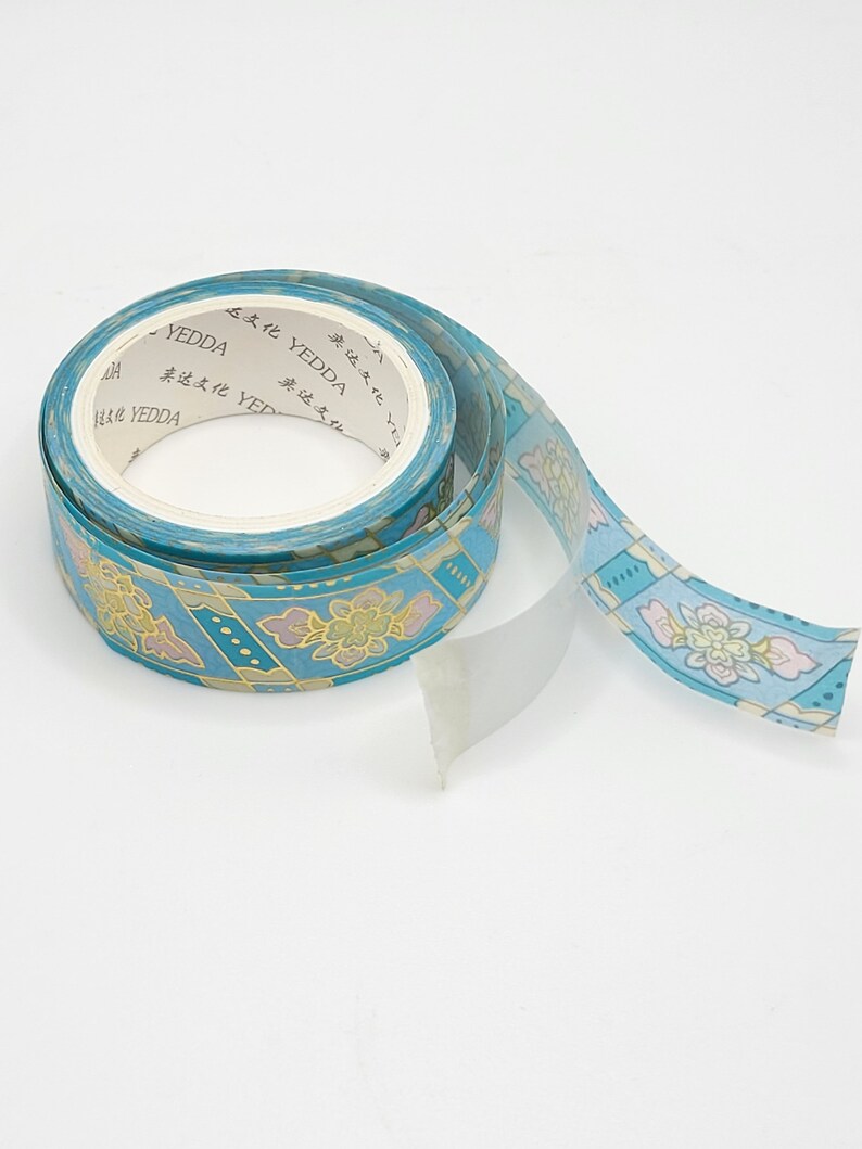 Blue Lotus Flower Washi Tape / Gold Foil Washi Tape / Etsy