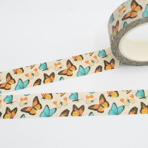 Orange and Teal Butterflies Washi Tape / Insect Washi / Pen Pal Gift / BUJO or Planner Supply / Nature Washi / Butterfly Lover Gift