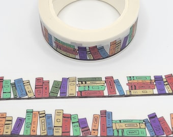 Buntes Bücherregal Washi Tape / Buchliebhaber Geschenk / Brieffreund Geschenk / Lesen und Schreiben Washi Tape / Bibliothek Washi Tape / BUJO oder Planer