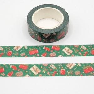 Meias de Natal, laços, cacau quente e presentes Washi Tape / Christmas Washi / Pen Pal Gift / Planner ou BUJO Supply / Holiday Washi Tape