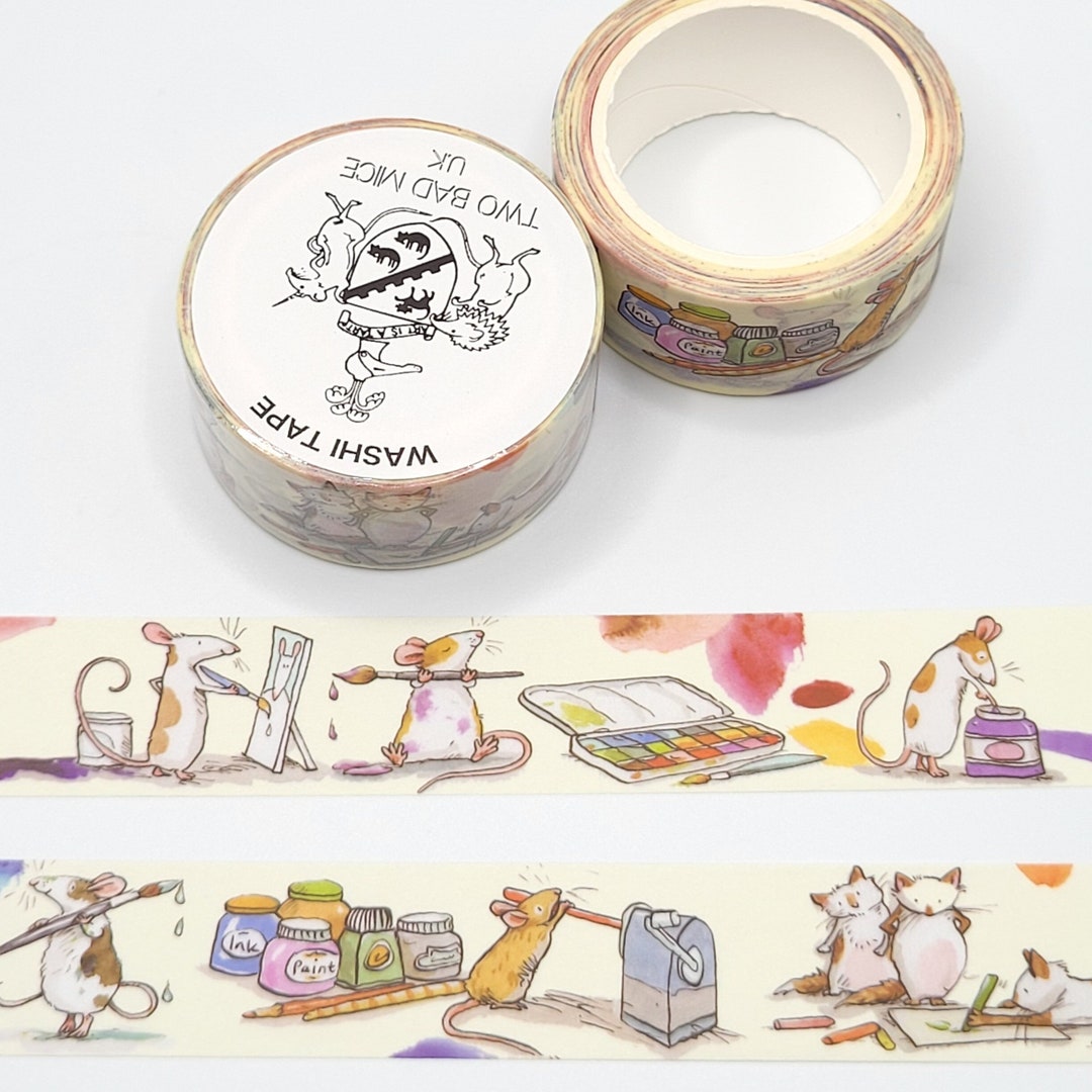 Artist Cats and Mice Washi Tape / Art Lover Gift / Mouse Lover Gift / Pen Pal Gift / BUJO or