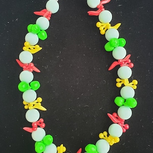 White beads, with Yellow, Red and Green Fruit bead necklace