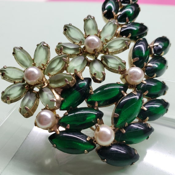 Light and Dark Green Crystal Brooch - image 8