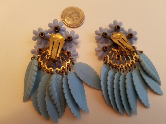 Mariam Haskel, Fancy Vintage Blue Lucite Earrings - image 2