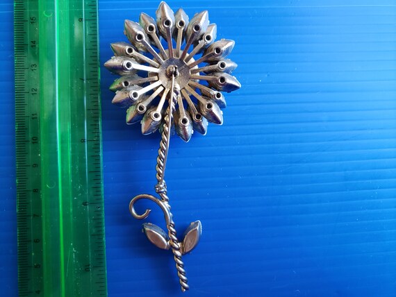 Signed Weiss, White and Blue  Flower Brooch - image 4