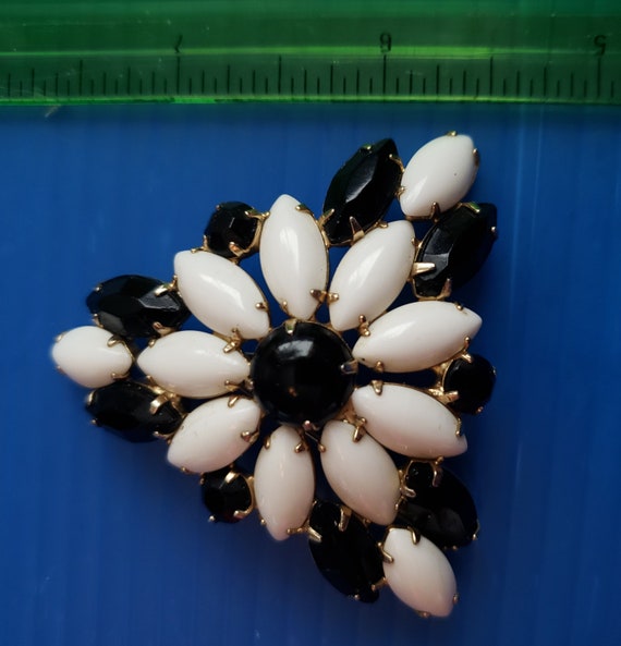 Black and White Diamond shaped Brooch