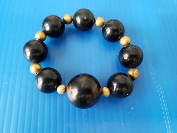 Vintage Stretch Bracelets, 40s-50s Lucite, Wood, … - image 7