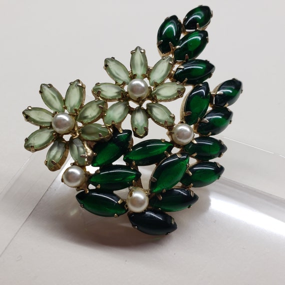 Light and Dark Green Crystal Brooch - image 2