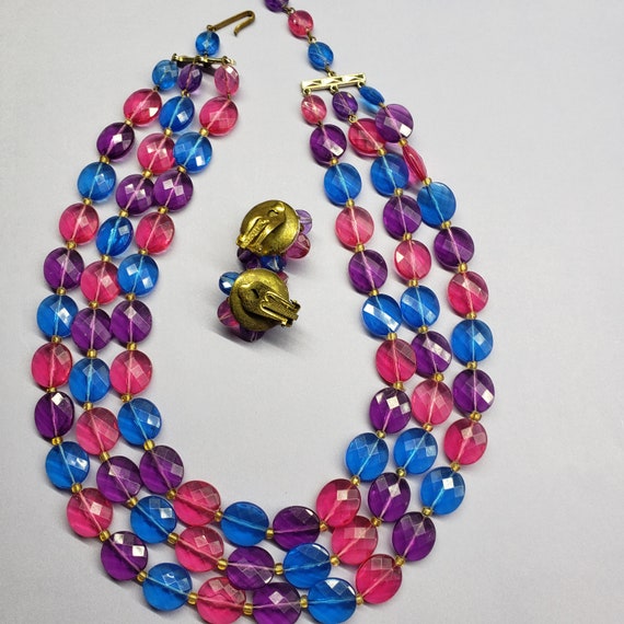 W. Germany - Colorful Plastic Necklace and Earring