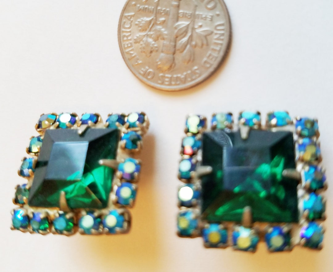 Emerald Green Vintage Earrings From Delia Lara's Collection. Etsy
