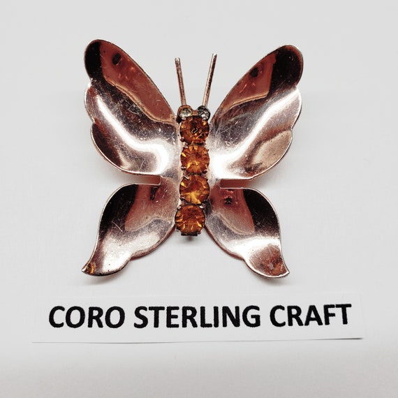 Signed Coro Sterling Craft Vintage Brooch - image 1
