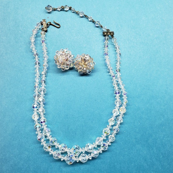Aurora Borealis Crystal Necklace and Earring set - image 3
