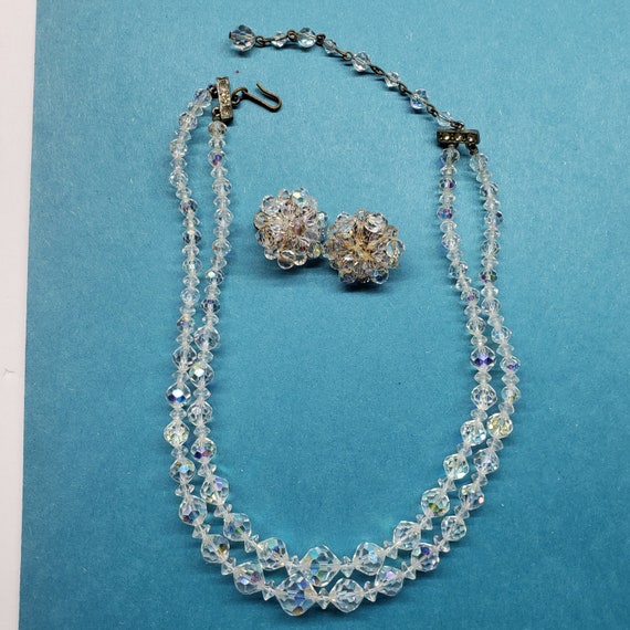Aurora Borealis Crystal Necklace and Earring set - image 2