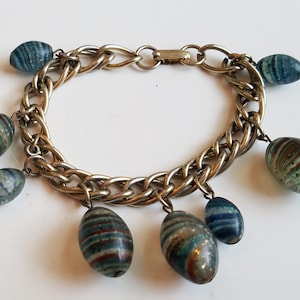 Swirled multi-color Oval bead Charm Bracelet