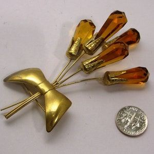 Gold Topaz Crystal Bouquet Style Vintage  Brooch