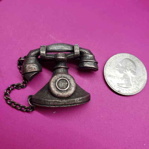 Signed JJ Telephone Brooch - image 2