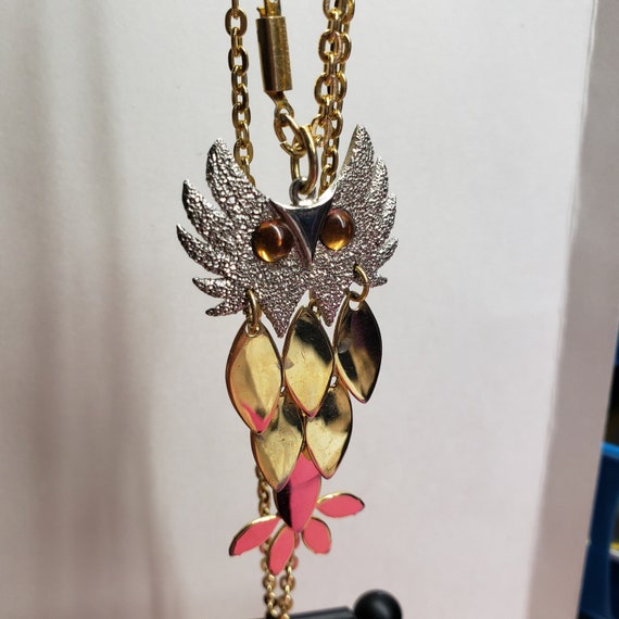 Signed Germany, Dangly Owl Necklace