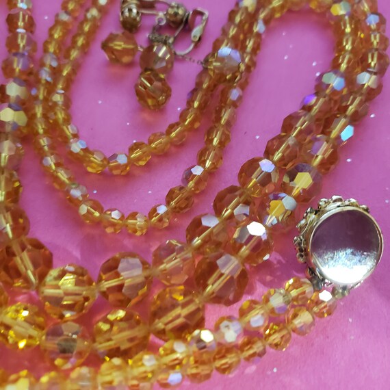 Gold Crystal Bead Necklace Set Gem