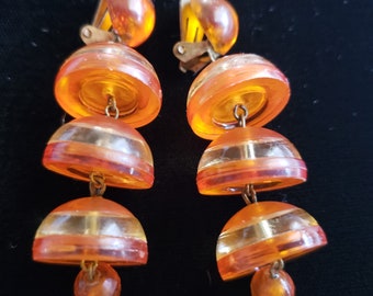 Lucite Goldish Dangly Earrings