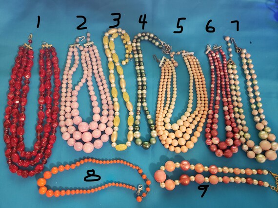 Lucite/plastic 1,2,3, Strand Necklaces - image 1