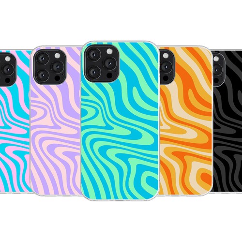 Retro Swirl Groovy Phone Case Pink Purple Blue Boho Cover for Etsy UK