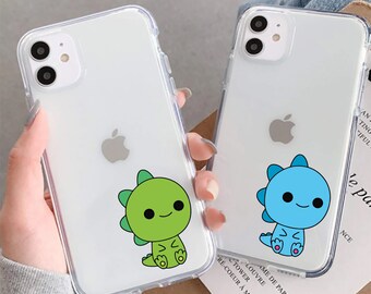 Cute Dino Clear Soft Phone Case for iPhone & Samsung 13 12 11 Pro Max Case Mini XR XS Max 7 8 Plus SE Case Gel Silicone Tpu Dinosaur Cover