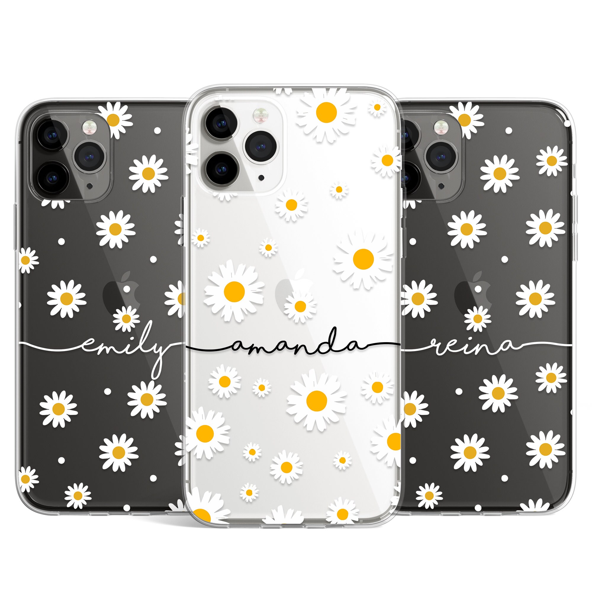 Personalised Daisy Floral Flowers Phone Case Cute Clear Soft Etsy