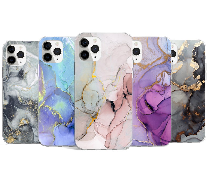 Marble Phone Case Pink Purple Blue Grey Cover for Samsung & Apple iPhone 11 6 7 8 X XS Max XR Pro Plus 