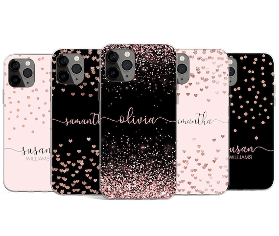 Personalised Phone Case Initials Name Rose Gold Foil Love Etsy