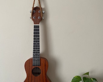 Brown guitar or ukulele hanger, ukulele hook, music home decor, ukulele strap, ukulele wall mount, ukulele accessories