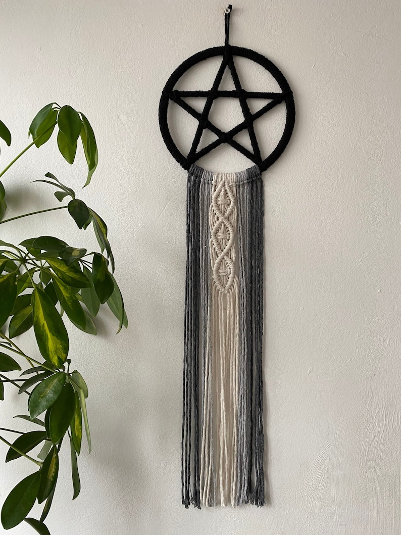 Monochrome Pentagram Wall Hanging Gothic Wiccan Decor Etsy
