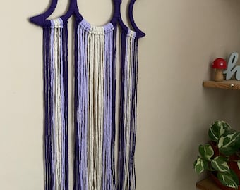 Purple Triple Goddess Wall Hanging: Handmade Moon Phase Decor