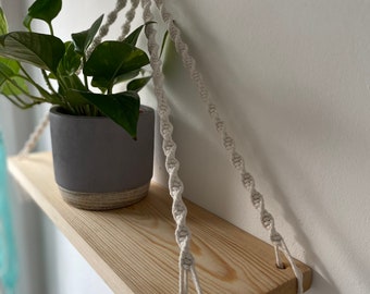 Natural floating plant display book rope shelf, macrame shelf wall hanging, boho wall decor, baby room nursery decor,hanging plant shelf