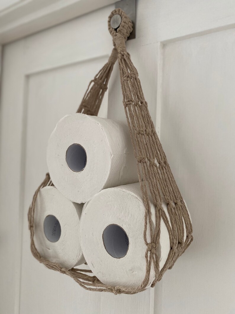 Taupe Toilet Roll Holder Toilet Paper Hammock Bathroom Etsy