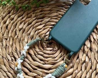 Handmade Daisy Chain Phone Strap: Recycled Cotton Wristlet Charm