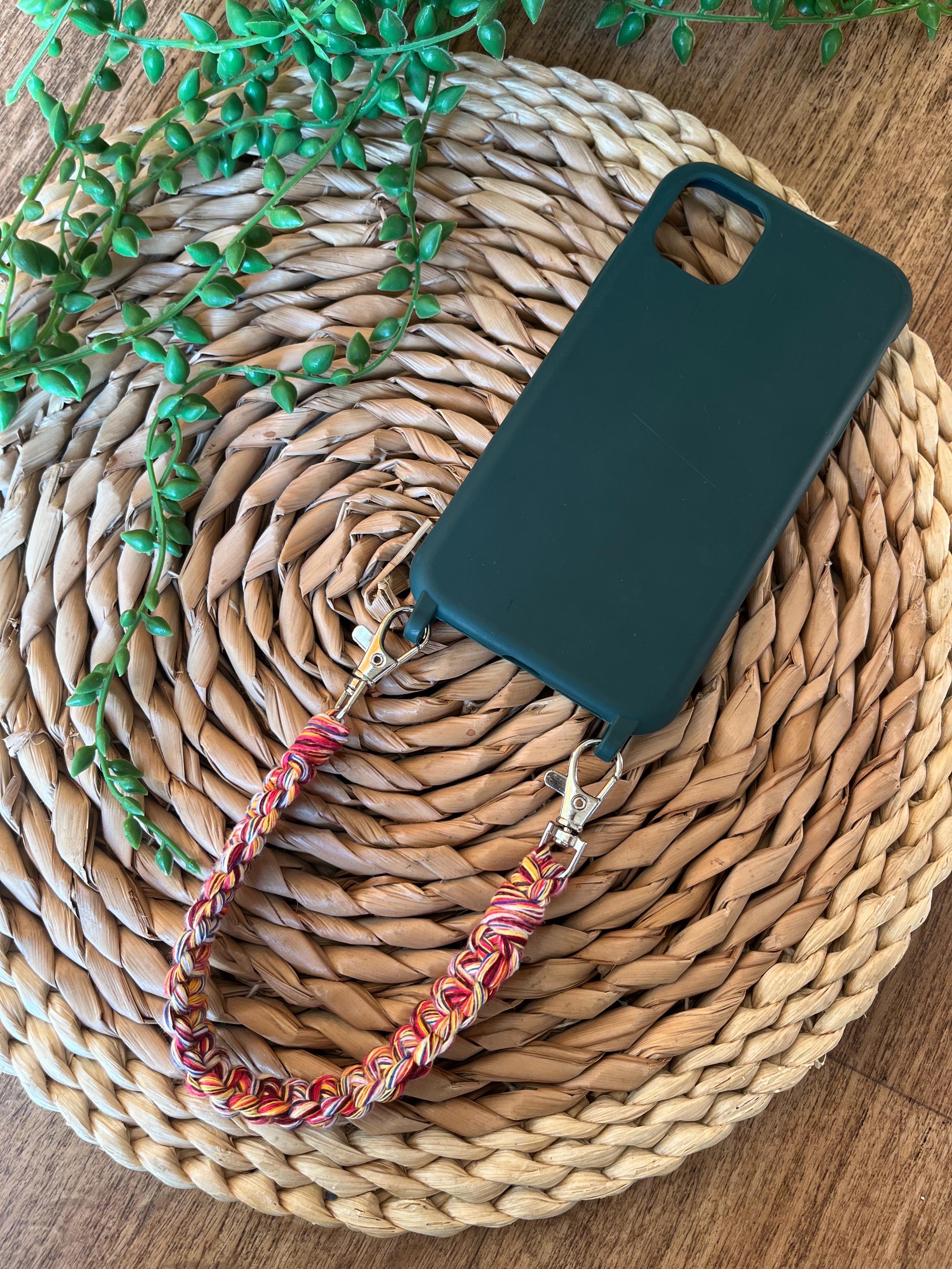 Chunky multicoloured short phone strap, iPhone wristlet, phone charm, phone chain, phone grip strap, phone wrist strap, phone accessories