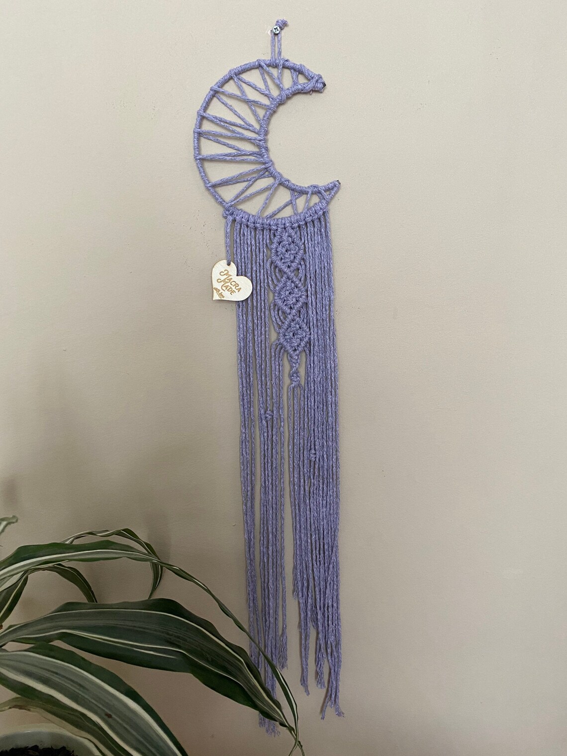 Purple moon wall hanging macrame moon wall art crescent Etsy