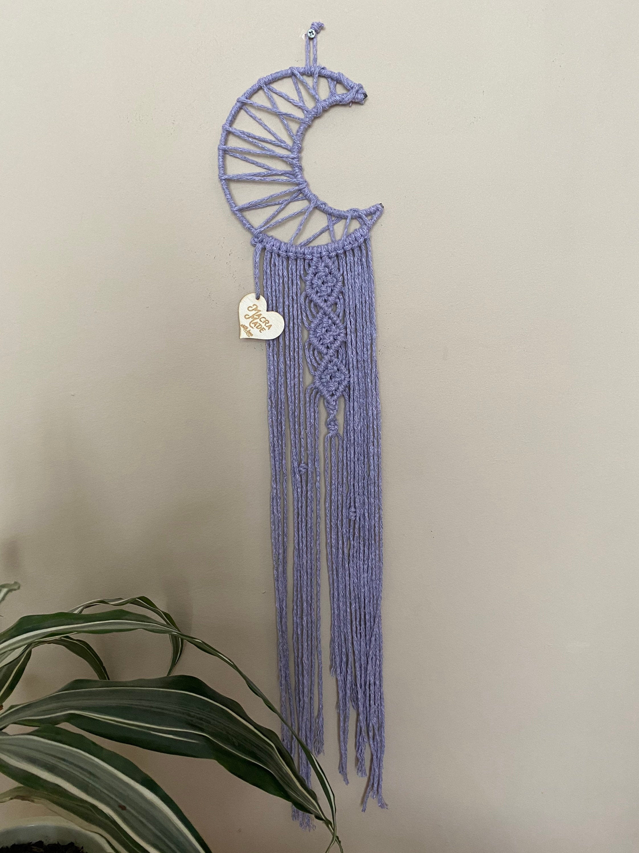 Moon macrame wall hanging celestial crescent bohemian Etsy