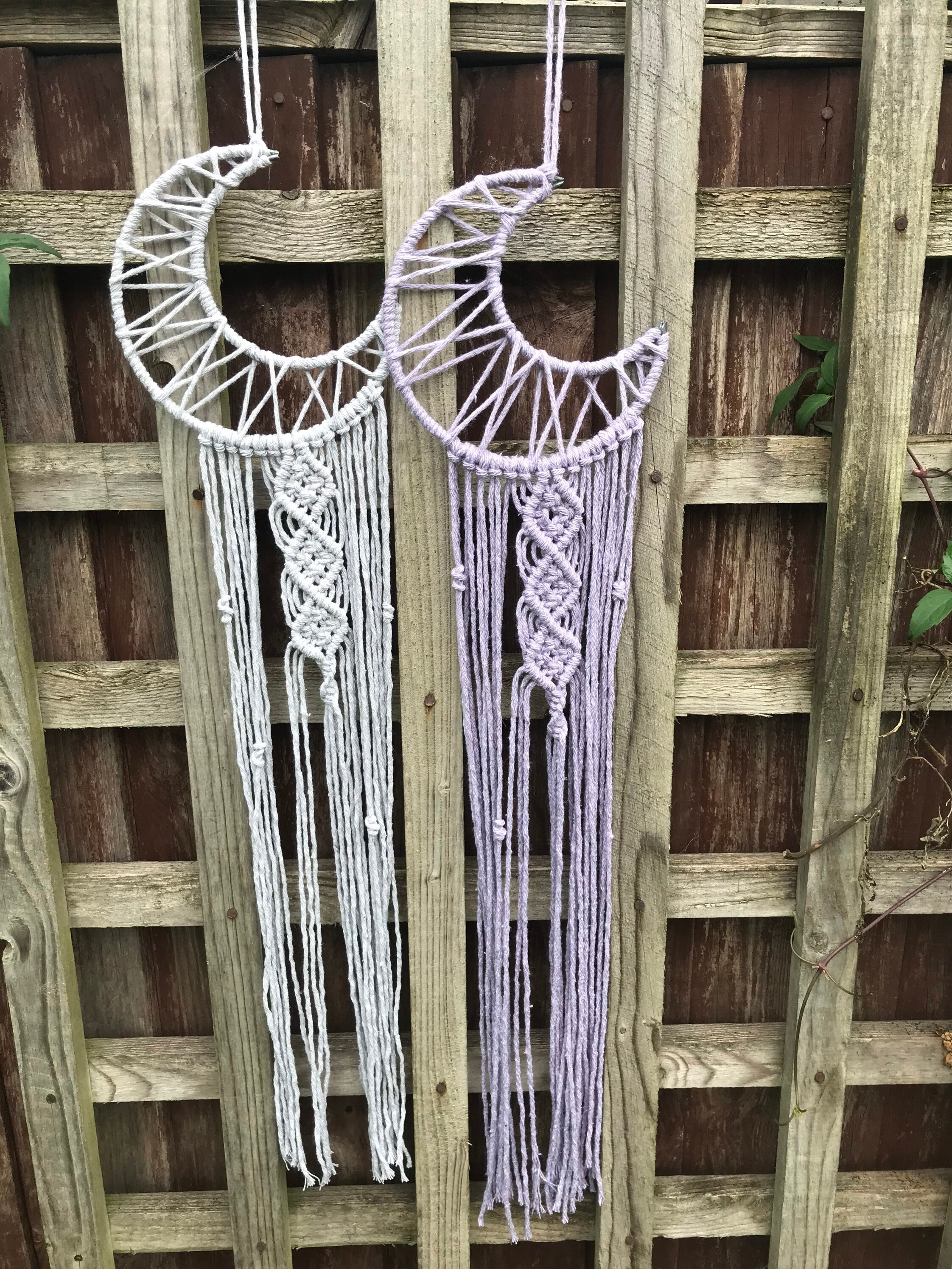 Moon macrame wall hanging celestial crescent bohemian Etsy