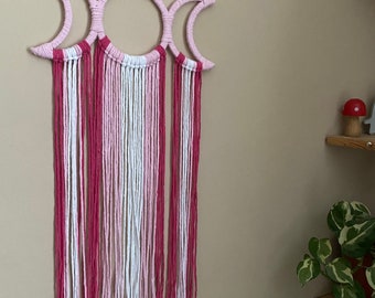 Pink Triple Moon Wall Hanging: Wiccan Goddess Decor